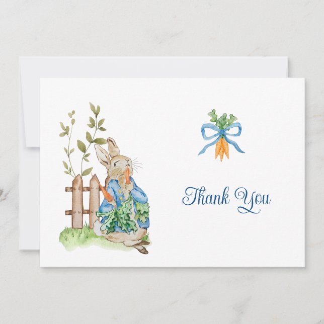 Tarjeta De Agradecimiento Peter Rabbit Baby Shower (Anverso)