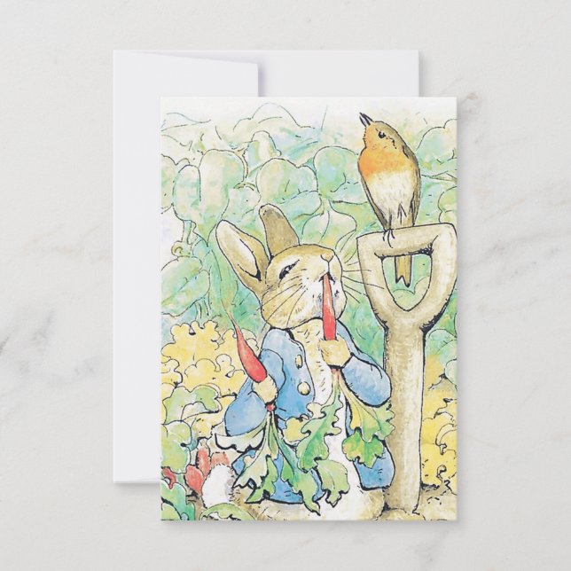 Tarjeta De Agradecimiento “Peter Rabbit Eats a Carrot” by Beatrix Potter (Anverso)