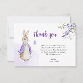 Tarjeta De Agradecimiento Peter Rabbit Purple Baby Shower