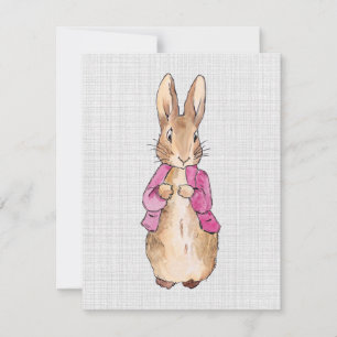 Tarjeta De Agradecimiento Peter the Rabbit Pink Jacket Gray Linen