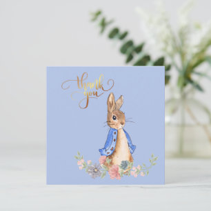 Tarjeta De Agradecimiento Peter the Rabbit with Gold Gracias Textos