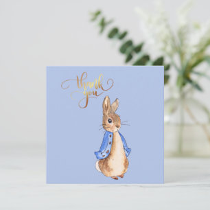 Tarjeta De Agradecimiento Peter the Rabbit with Gold Gracias Textos