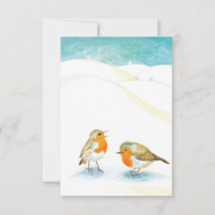 Tarjeta De Agradecimiento Petirrojos rojos en invierno