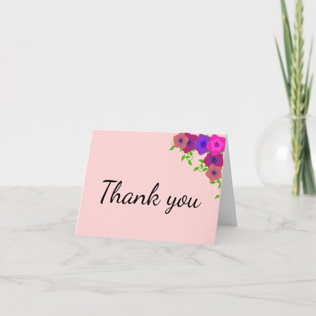 Tarjeta De Agradecimiento Petunia rosa romántico suave (Anverso)