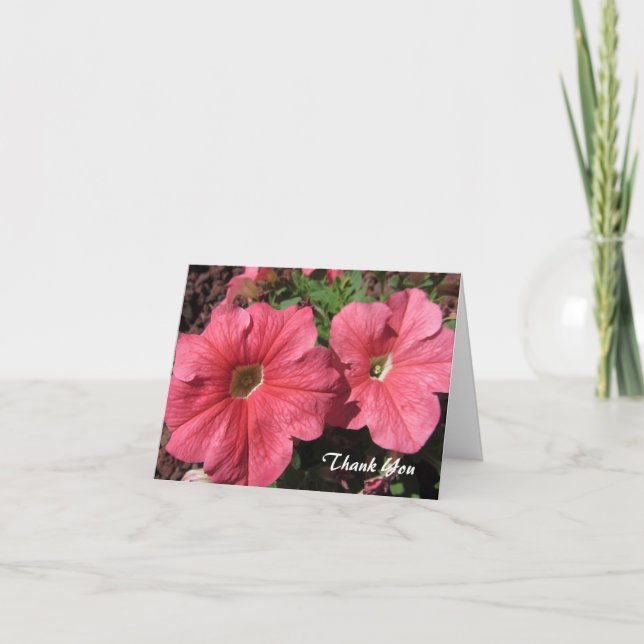 Tarjeta De Agradecimiento Petunias rosadas (Anverso)
