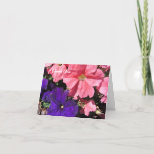 Tarjeta De Agradecimiento Petunias rosadas y moradas