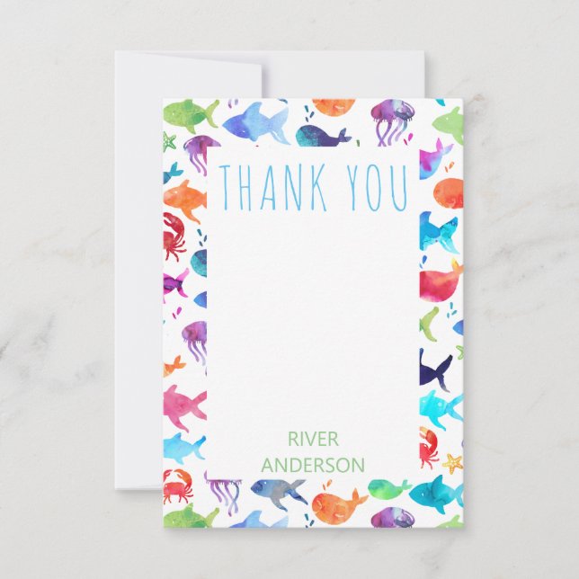 Tarjeta De Agradecimiento Pez Arcoíris Bajo El Mar Gracias (Anverso)