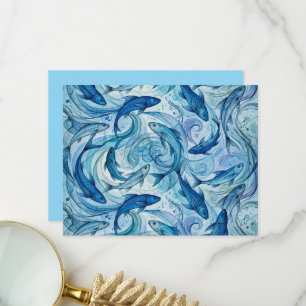 Tarjeta De Agradecimiento Pez Azul Místico Fluyendo Armonía