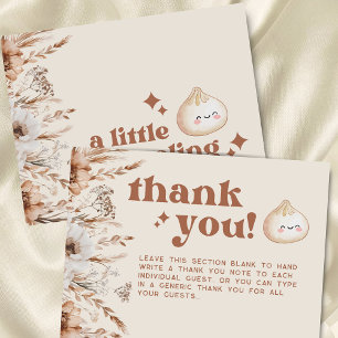 Tarjeta De Agradecimiento Pez Dumpling Floral Plano Aquarela Neutro