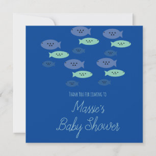 Tarjeta De Agradecimiento Pez nadando Acuario Azul Baby Shower Gracias