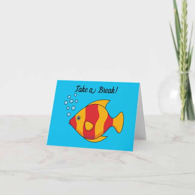 Tarjeta De Agradecimiento Pez Tropical Naranja Rojo  (Anverso)