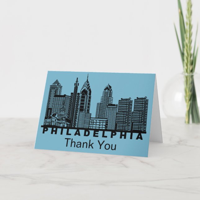 Tarjeta De Agradecimiento Philadelphia Skyline Silhouette  (Anverso)