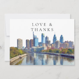 Tarjeta De Agradecimiento Philadelphia Watercolor Wedding Photo