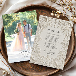 Tarjeta De Agradecimiento Photo Baroque Embossed Wedding Thank You Card