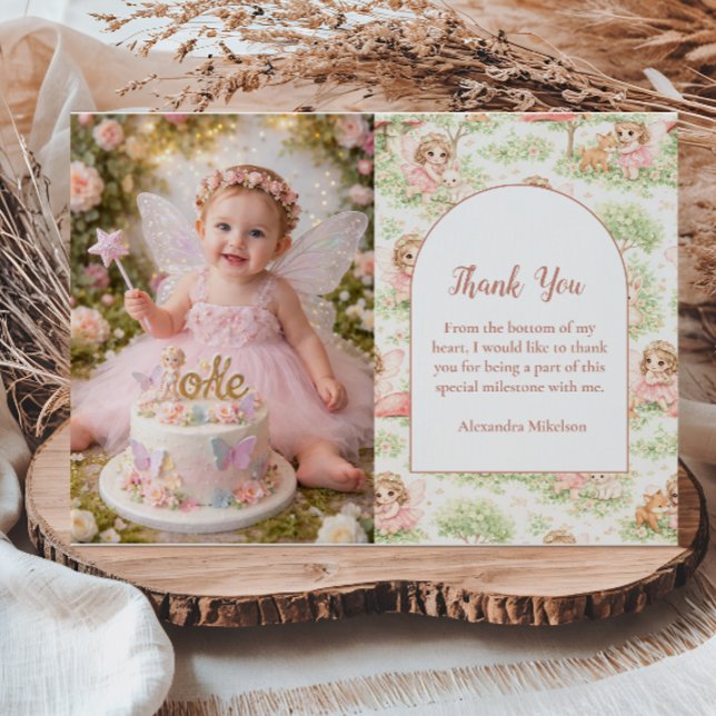 Tarjeta De Agradecimiento Photo Fairy Garden First Birthday (Subido por el creador)