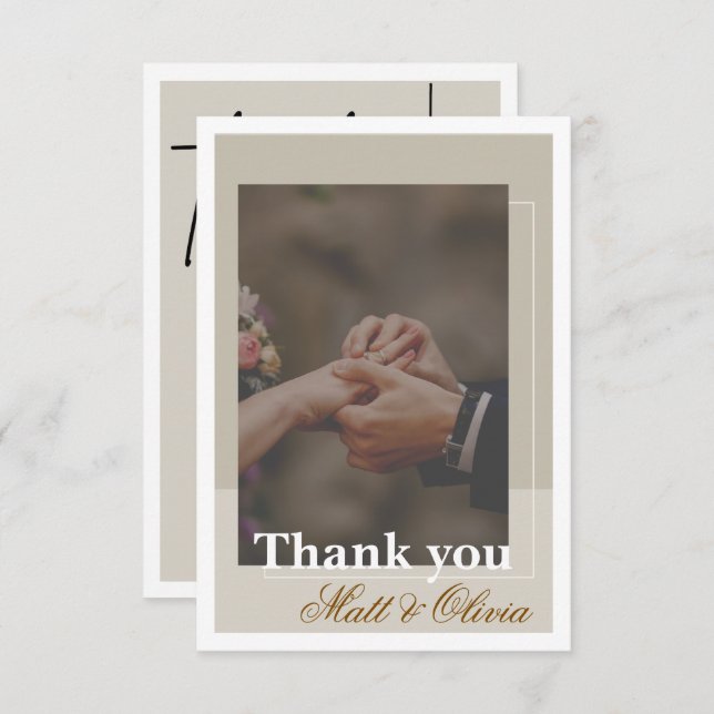 Tarjeta De Agradecimiento Photo Frame Wedding Thank You Card (Anverso / Reverso)