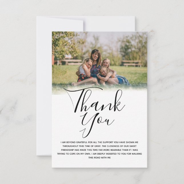 Tarjeta De Agradecimiento Photo Funeral Thank You Card (Anverso)
