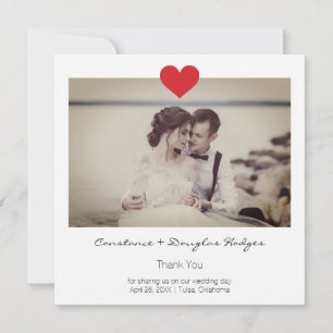 Tarjeta De Agradecimiento Photo Instant with Heart Romantic Wedding Couple