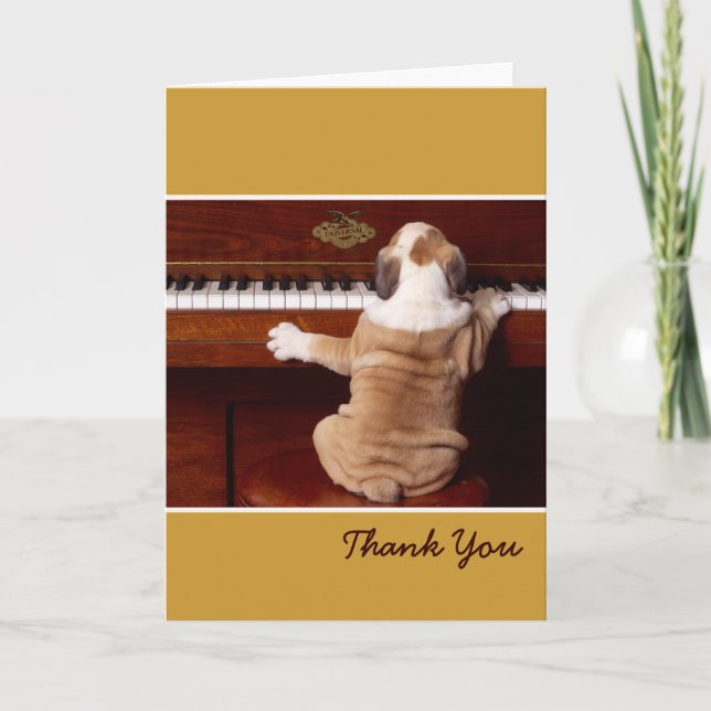 Tarjeta De Agradecimiento Pianista de cachorros gracias (Anverso)