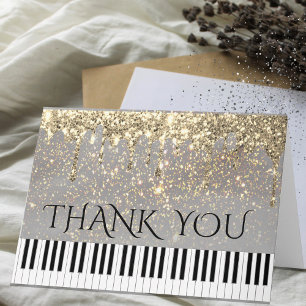 Tarjeta De Agradecimiento piano faux sparkle Effect gracias