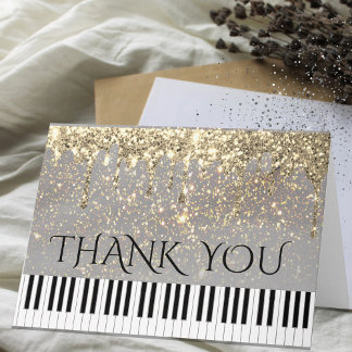 Tarjeta De Agradecimiento piano faux sparkle Effect gracias