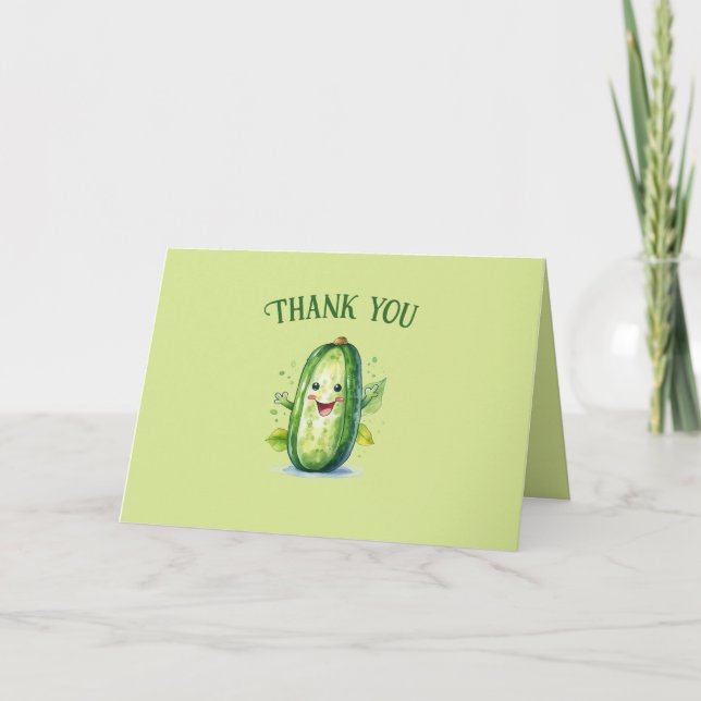 Tarjeta De Agradecimiento Pickle de Personalizado verde lindo (Anverso)