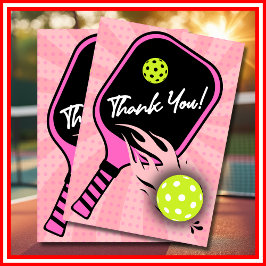 Tarjeta De Agradecimiento Pickleball Birday RETRO Stripes Pink Sports