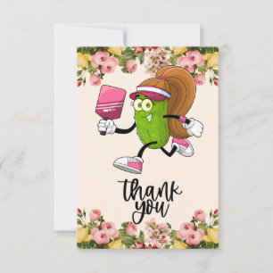 Tarjeta De Agradecimiento Pickleball con flores para jugadora