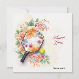 Tarjeta De Agradecimiento Pickleball con hermosas flores