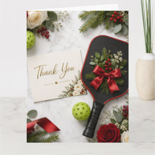 Tarjeta De Agradecimiento Pickleball con tema de Navidad