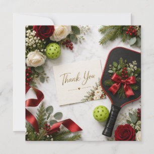 Tarjeta De Agradecimiento Pickleball con tema de Navidad