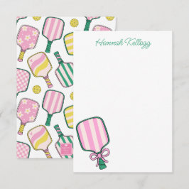 Tarjeta De Agradecimiento Pickleball verde rosado y amarillo perrito persona