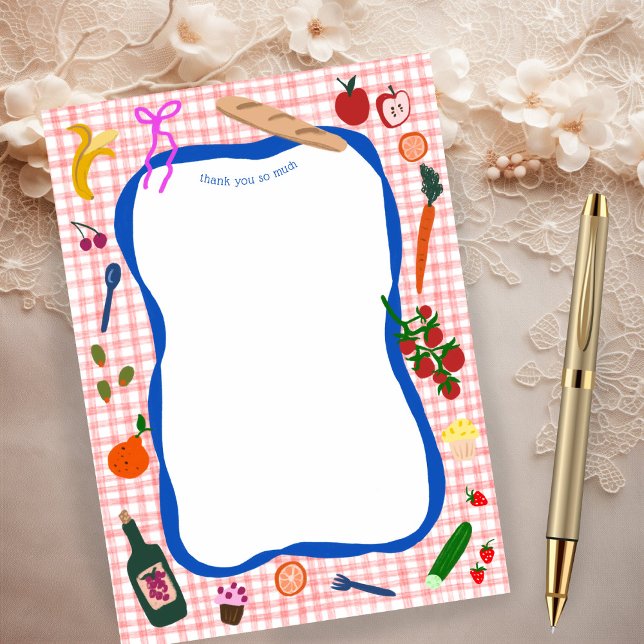 Tarjeta De Agradecimiento Pícnic de Gingham Moderno Lindo CUMPLEAÑOS PERSONA (Gingham Picnic Modern Cute CUSTOM BIRTHDAY Thank You Card
)