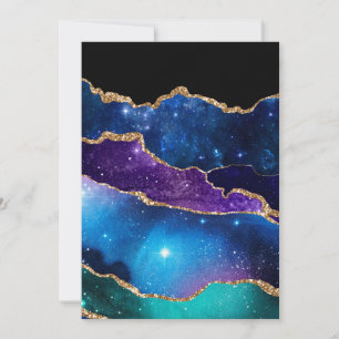Tarjeta De Agradecimiento Piedra de Ágata Marmoleada Galaxia Brillante Estre