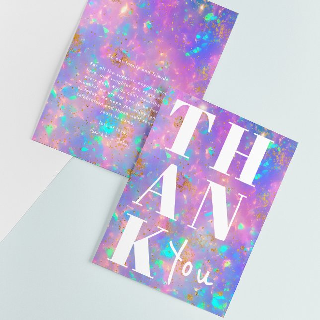 Tarjeta De Agradecimiento Piedra Óptica Sencilla Boda negrita Minimalista (Front / Back)