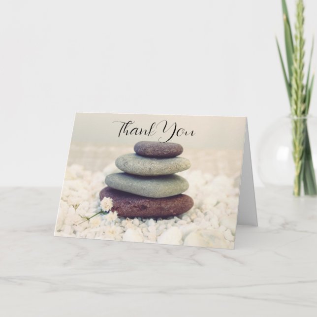 Tarjeta De Agradecimiento Piedras apiladas, Cairn meditativo Gracias (Anverso)