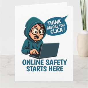 Tarjeta De Agradecimiento Piensa Antes de Hacer Clic - Conciencia de Segurid
