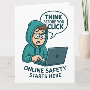 Tarjeta De Agradecimiento Piensa Antes de Hacer Clic - Conciencia de Segurid