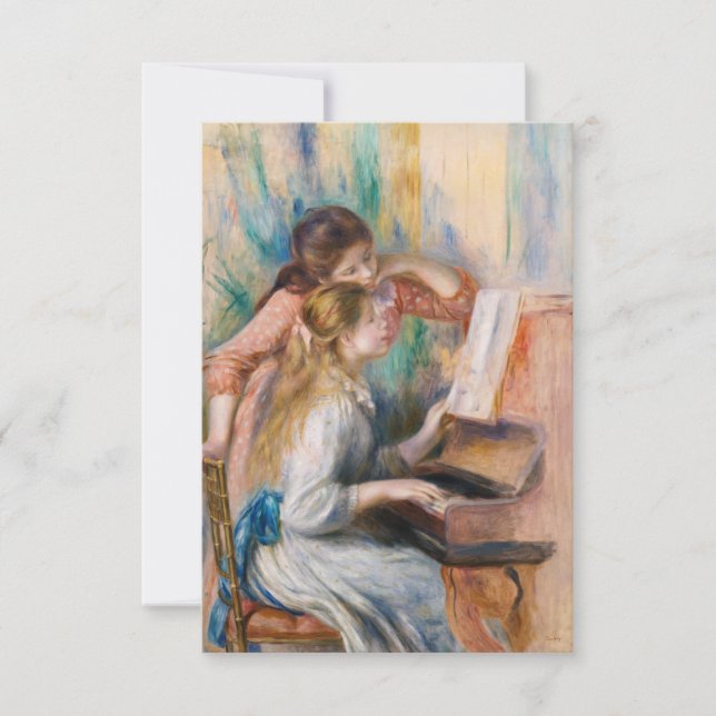 Tarjeta De Agradecimiento Pierre Auguste Renoir - Jóvenes Chicas en el piano (Anverso)
