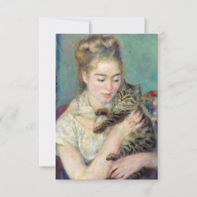 Tarjeta De Agradecimiento Pierre-Auguste Renoir - Mujer con un gato (Anverso)