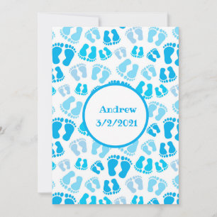 Tarjeta De Agradecimiento Pies de bebé niño azul personalizados