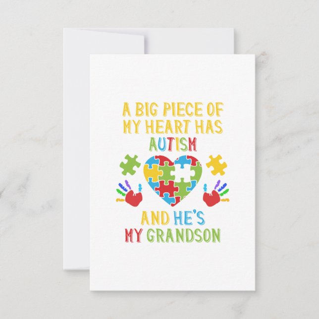 Tarjeta De Agradecimiento Pieza De Mi Nieto Corazón (Anverso)