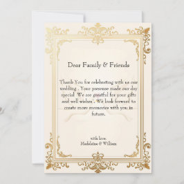 Tarjeta De Agradecimiento Pigeon Elegant Luxury Gold Boda