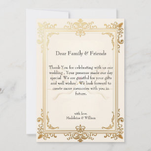 Tarjeta De Agradecimiento Pigeon Elegant Luxury Gold Boda