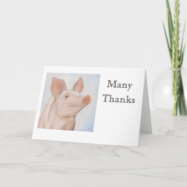 Tarjeta De Agradecimiento Piggy Gracias A Notecard (Anverso)