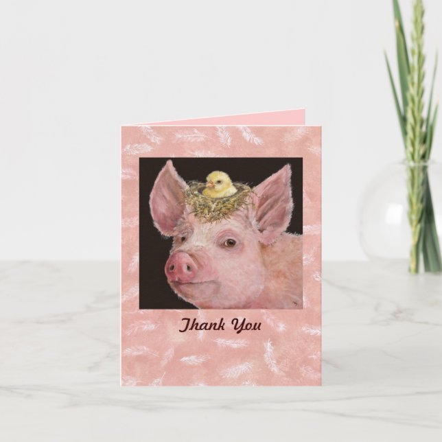 Tarjeta De Agradecimiento Piggy gracias notecard (Anverso)