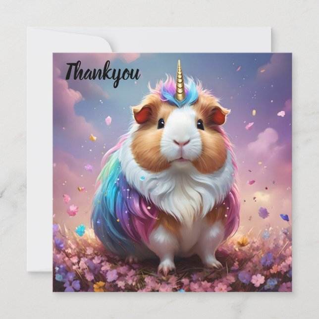 Tarjeta De Agradecimiento Pigtail de prisma: el cerdo guineano de Unicornio  (Anverso)