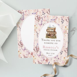 Tarjeta De Agradecimiento Pila de libros baby shower acuarela flor silvestre