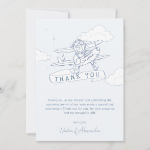 Tarjeta De Agradecimiento Piloto Aviador Avión Carga Preciosa Shower de Bebé