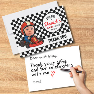 Tarjeta De Agradecimiento Piloto de Automóvil de Carreras Personalizado Rápi